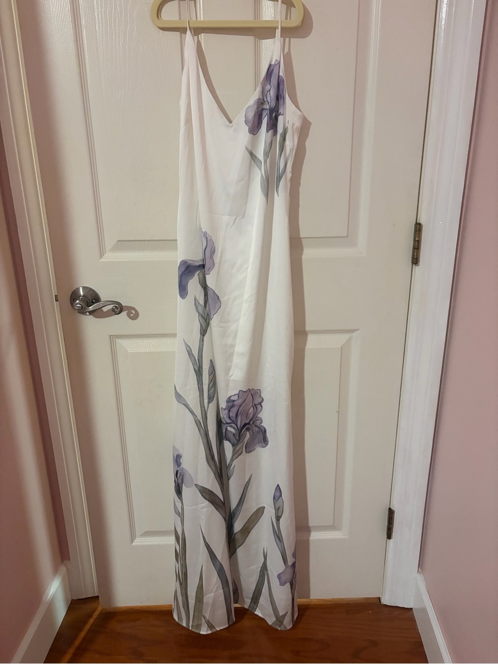 JW PEI Ivory Satin Slip Dress - Iris Print - Picture 4 of 7